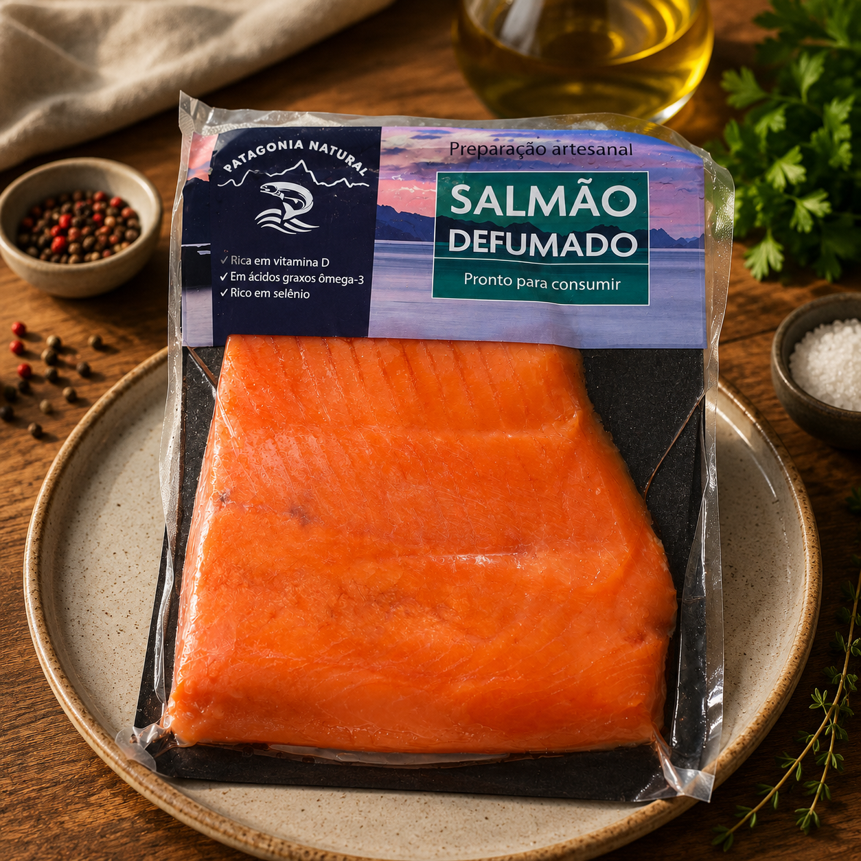 Filé de Salmão Defumado a Frio (2 embalagens 250g cada)