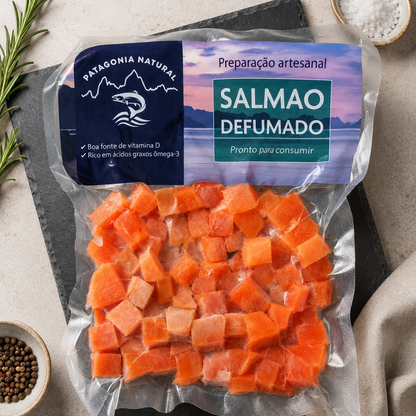 Salmão Defumado a Frio em Cubos (2 embalagens 250g cada)